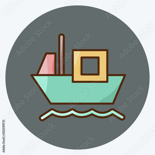 Icon Cargo Barge. suitable for education symbol. flat style. simple design editable