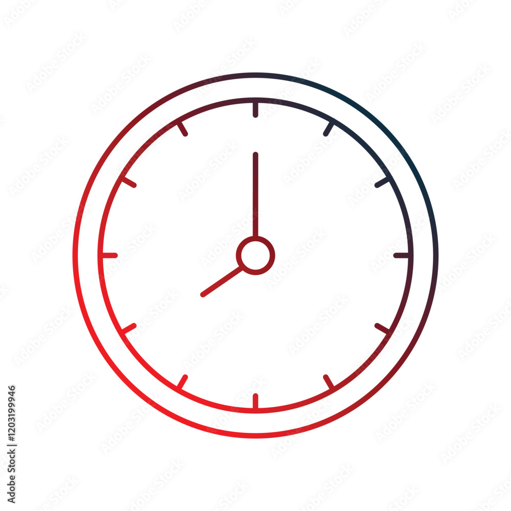 clock gradient outline icon with white background vector stock illustration clock gradient outline icon with white background vector stock illustration