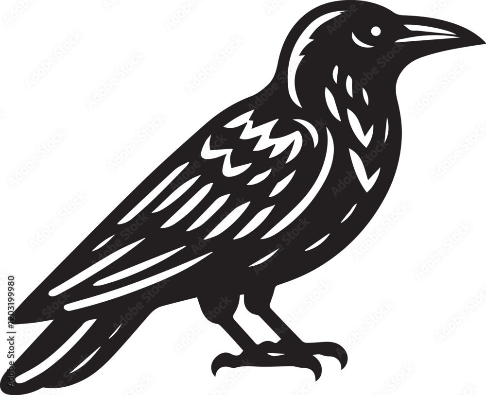 Obraz premium Crow vector in black and white