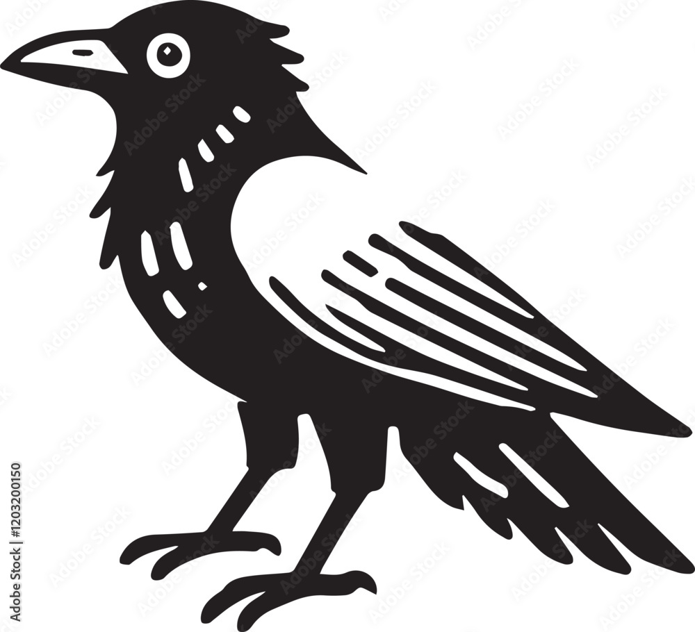 Obraz premium Crow vector in black and white