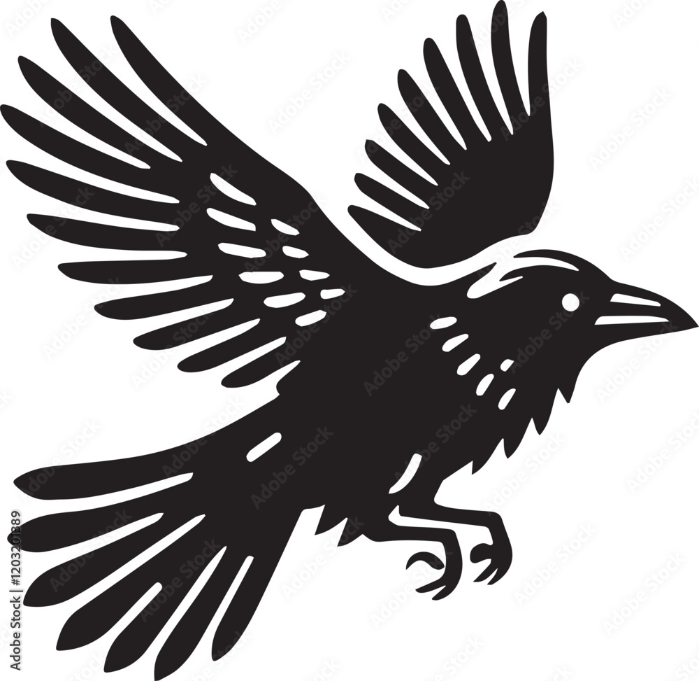 Fototapeta premium Crow vector in black and white