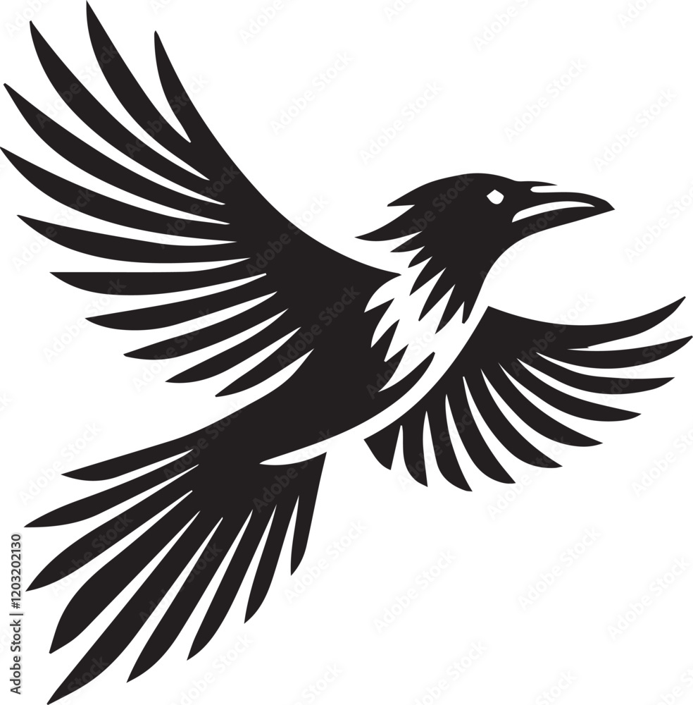 Obraz premium Crow vector in black and white