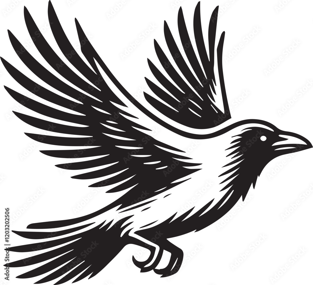 Obraz premium Crow vector in black and white