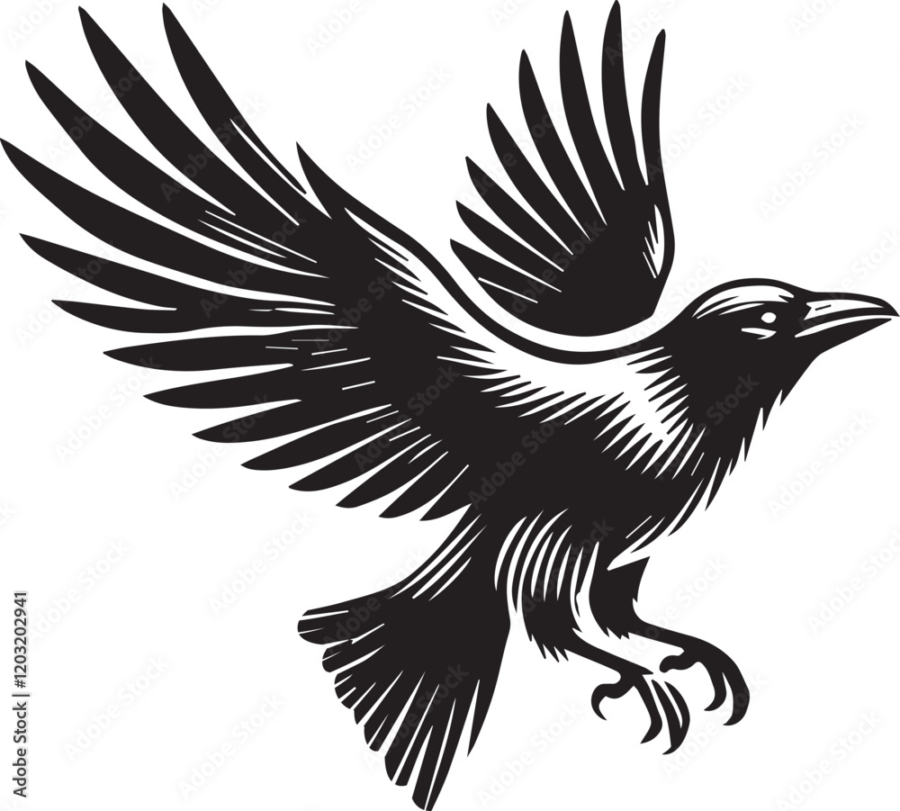 Fototapeta premium Crow vector in black and white
