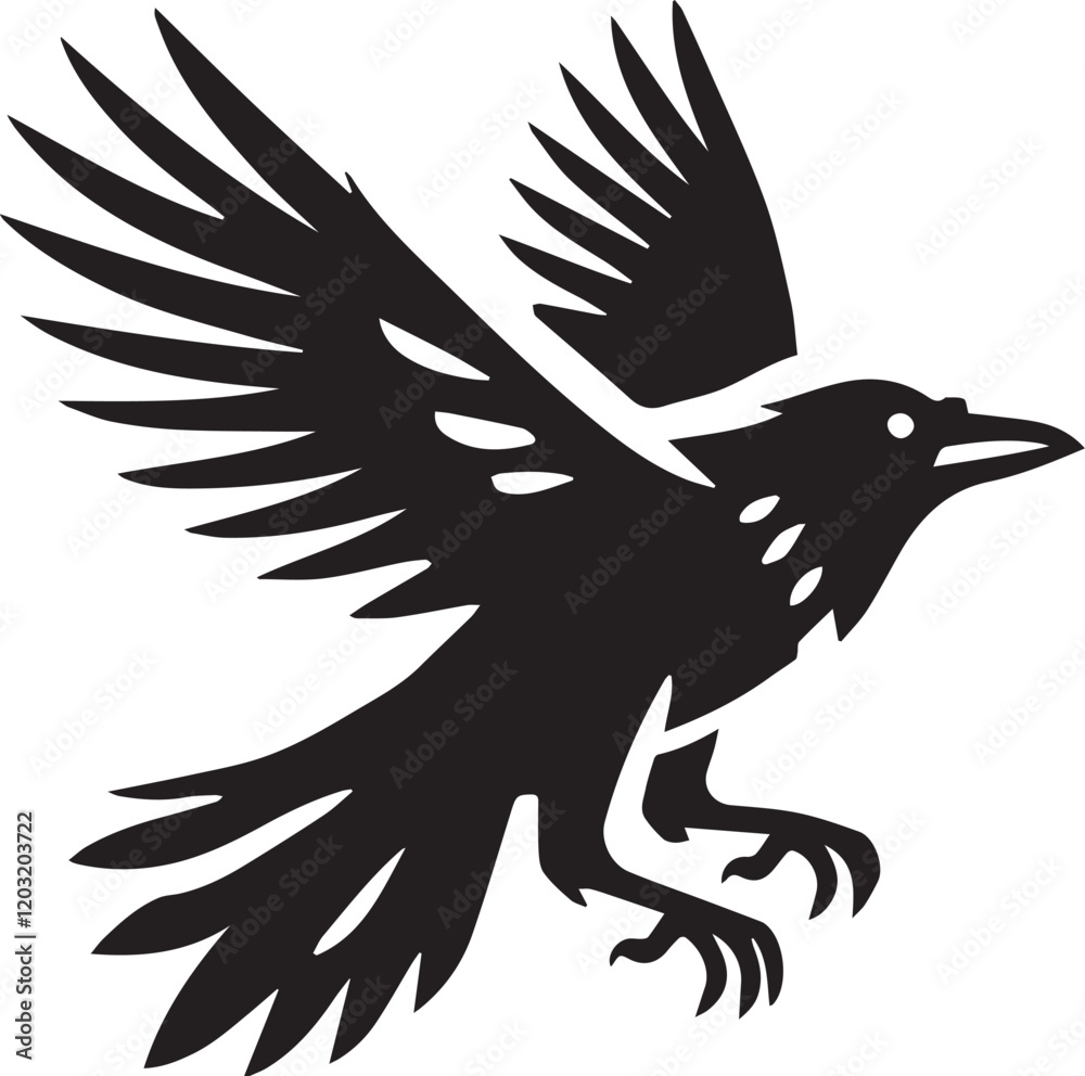 Obraz premium Crow vector in black and white