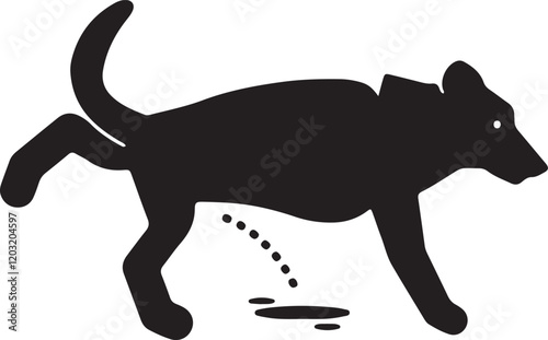 An illustration of a dog icon urinating carelessly