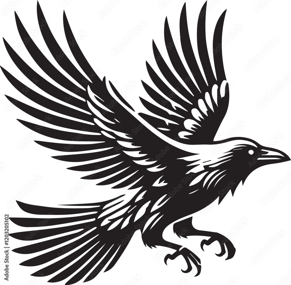Obraz premium Crow vector in black and white