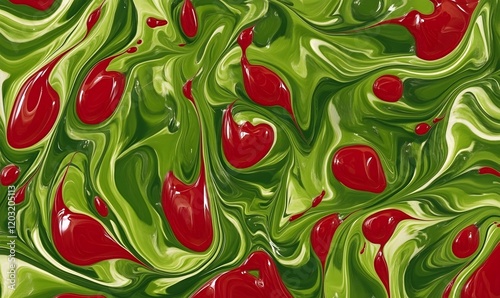 Wallpaper Mural Abstract red and green paint swirls. Torontodigital.ca