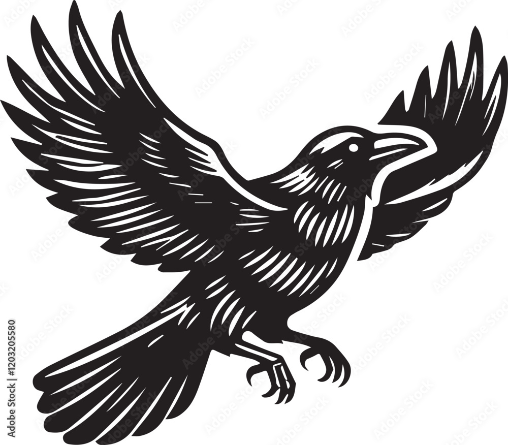 Obraz premium Crow vector in black and white