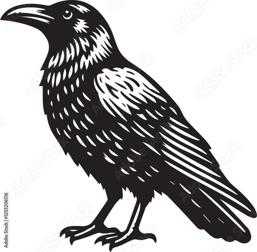 Crow vector in black and white