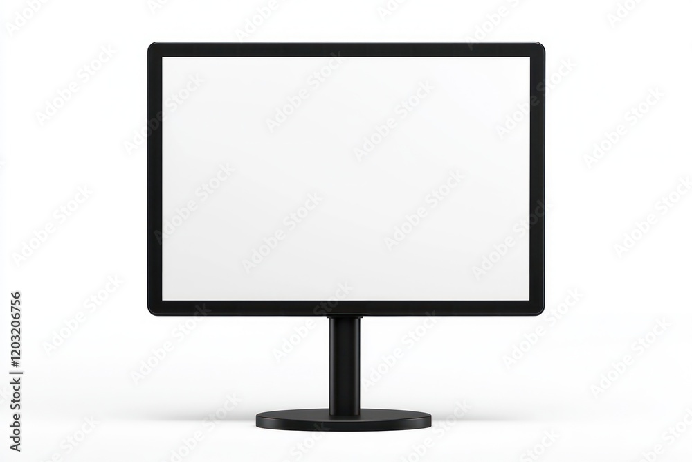 Elegant black stand holding signage screen ready for modern ad mockups. Elegant black stand holding signage screen ready for modern ad mockups.