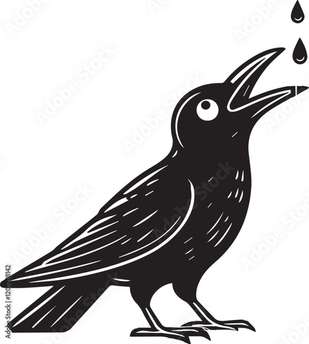 Crow vector in black and white
