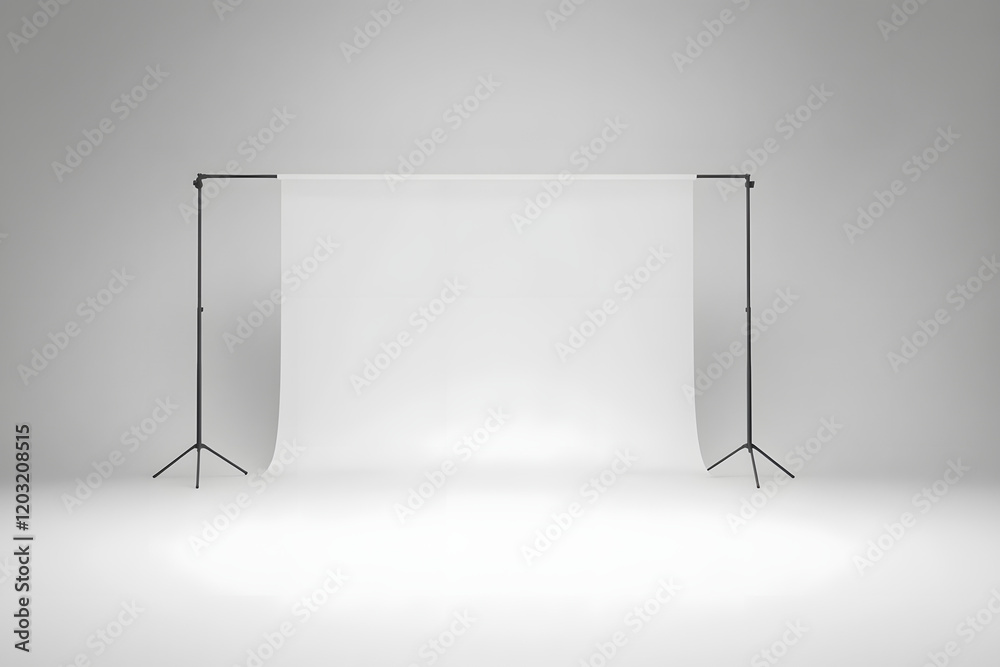 Blank white gradient background with product display. White backdrop or empty studio with room floor. 3D rendering.