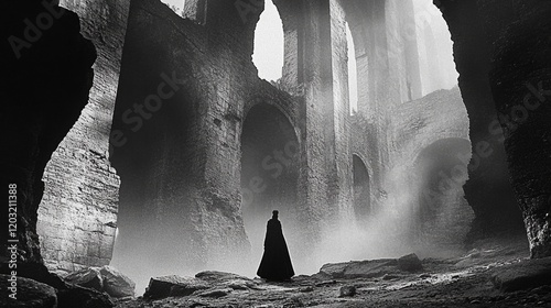 Lonely figures in Gothic ruins
