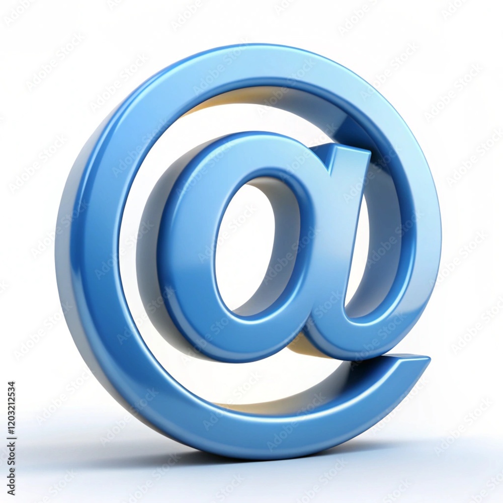 Modern 3D @ Symbol Sleek Digital Icon on White Background. Modern 3D @ Symbol Sleek Digital Icon on White Background.