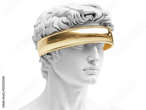 Isolated White Sculpture Head with Gold Band
