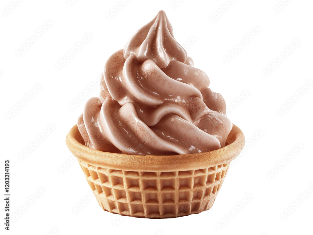 Isolated Chocolate Soft Serve in Waffle Cup