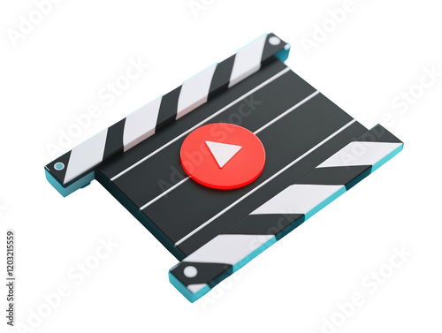 Isolated Movie Clapperboard with Play Button