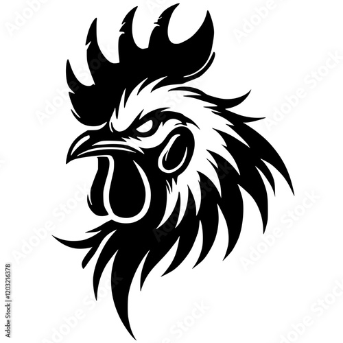 Silhouette portrait of a rooster