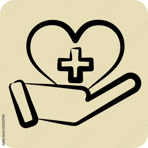 Icon Health. related to Healthcare symbol. hand drawn style. design editable