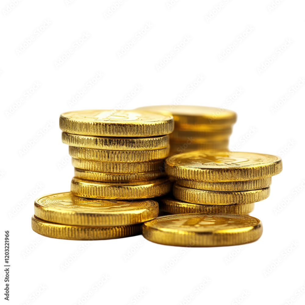 Isolated Stack of Golden Bitcoin Coins Isolated Stack of Golden Bitcoin Coins