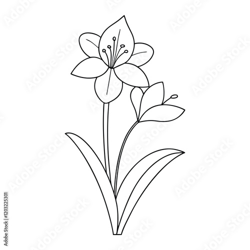 Wallpaper Mural Simple Line Art Illustration of Spring Flowers Torontodigital.ca