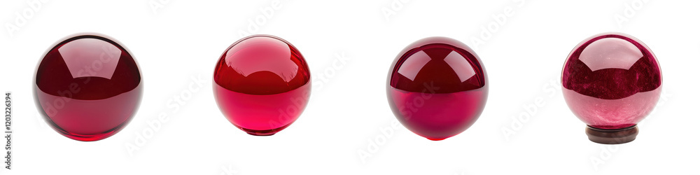 Elegant and modern still life composition featuring glass spheres in a rich burgundy red color arranged in a minimalist studio setting with a clean simple background Elegant and modern still life composition featuring glass spheres in a rich burgundy red color arranged in a minimalist studio setting with a clean simple background