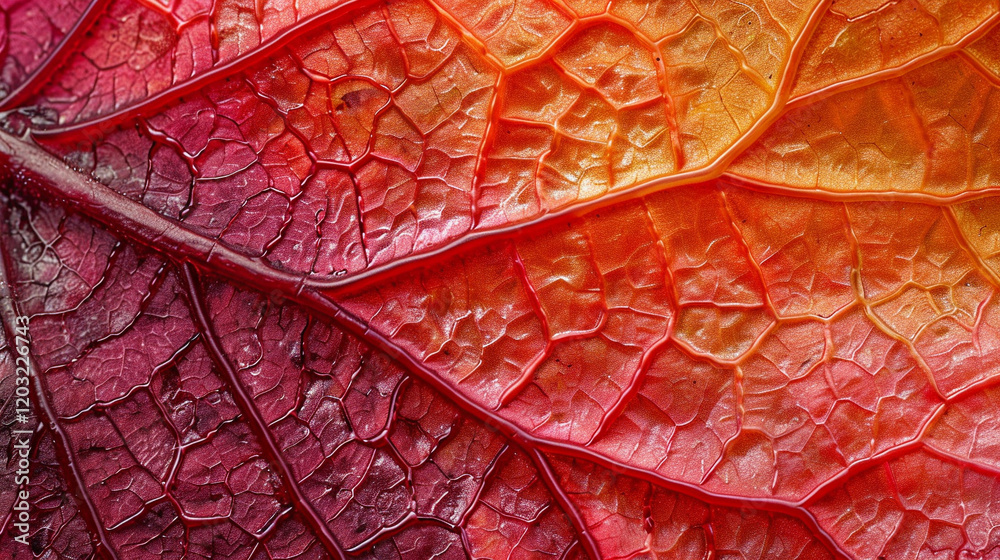 Obraz premium A vibrant macro shot of a hibiscus flower petal, showcasing its fine veins and subtle gradient.