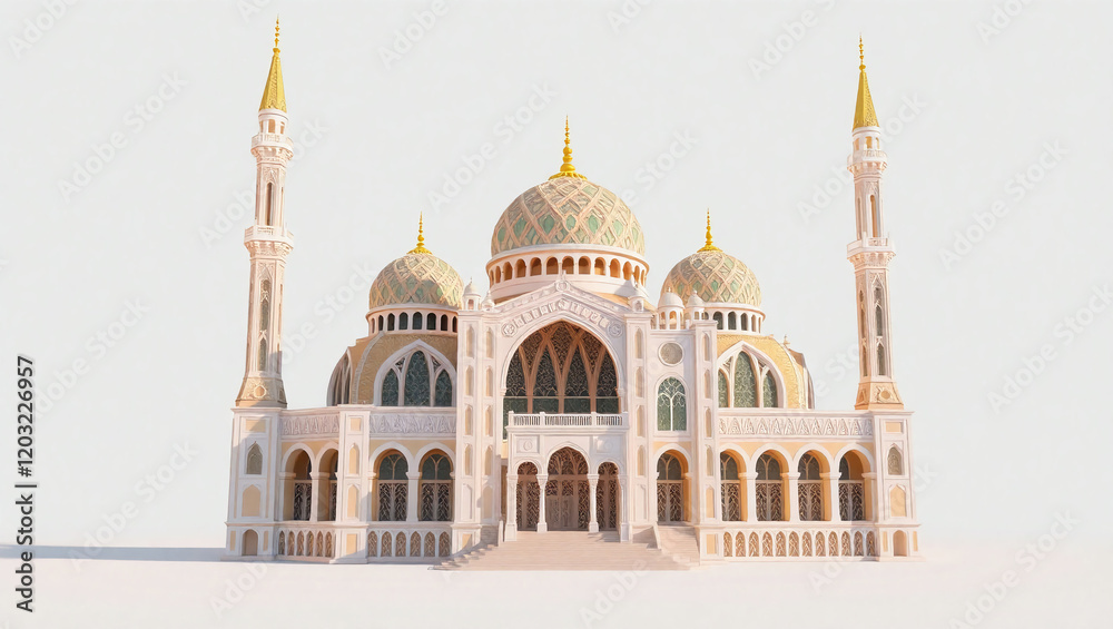 Obraz premium AI generative. 3d render of mosque illustration for element and background of islamic celebration greetings on white background. 57