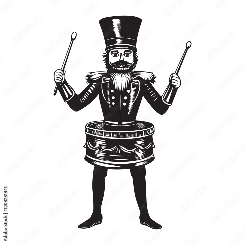 Naklejka premium Detailed Christmas Nutcracker Doll Vector for Seasonal Decorations 