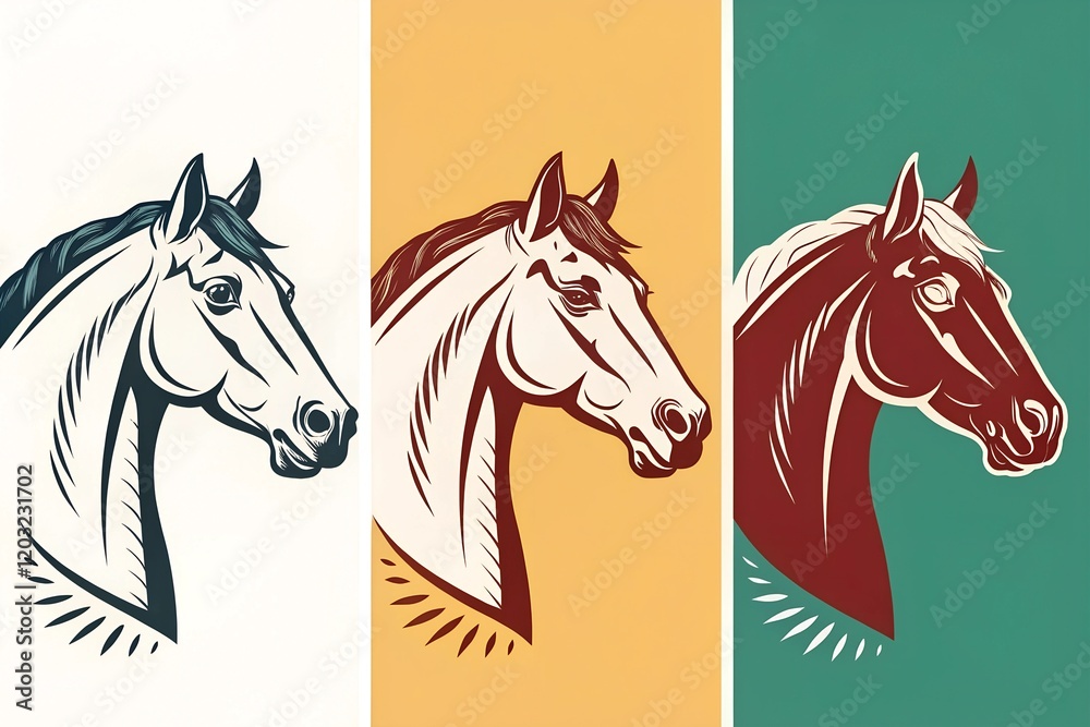 Obraz premium Horse head silhouette collection