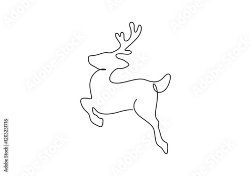 Deer continuous single line drawing. Isolated on white background vector illustration