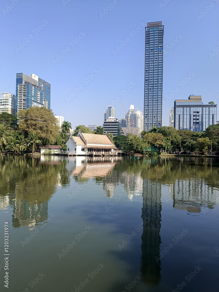 Fototapeta premium nice pond in the lumpini park