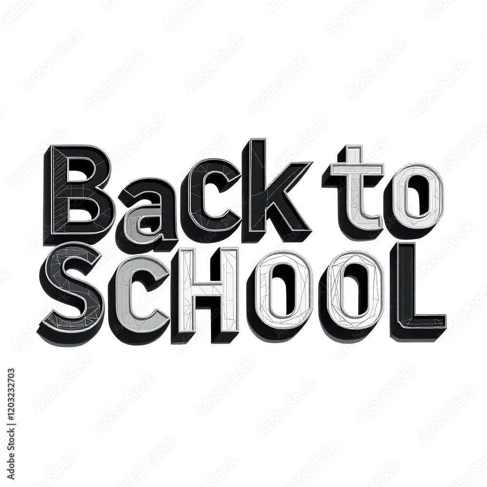 This bold and graphic design features the phrase 'Back to School' in a striking 3D style This bold and graphic design features the phrase 'Back to School' in a striking 3D style