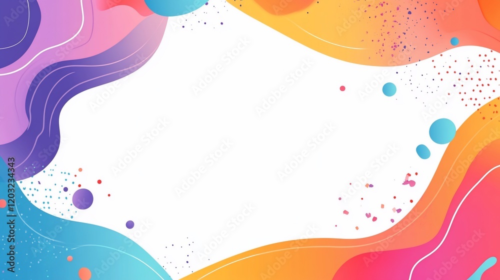 Fototapeta premium Colorful abstract liquid shapes frame on white background.