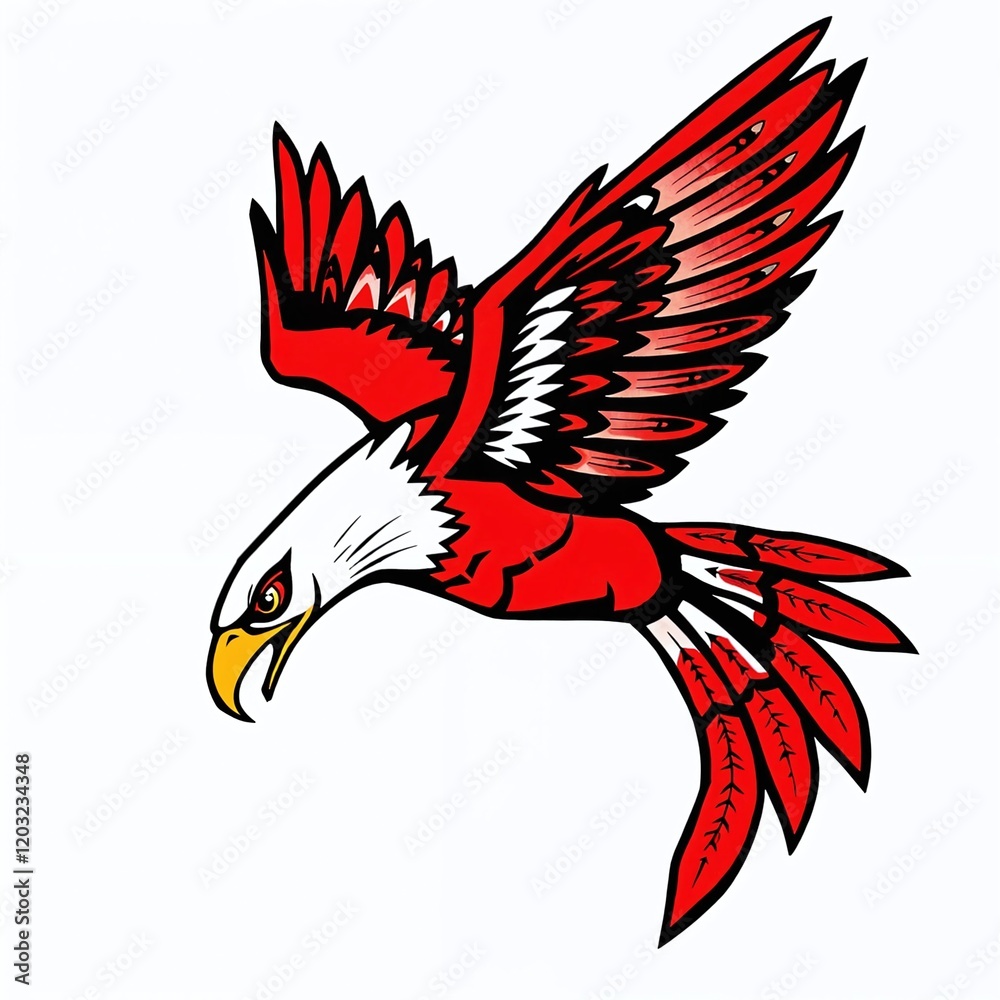 Obraz premium Stylized Native American Eagle Design in Black and Red