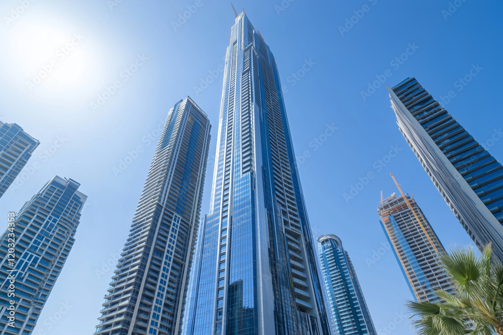 Modern Skyscrapers Against a Blue Sky