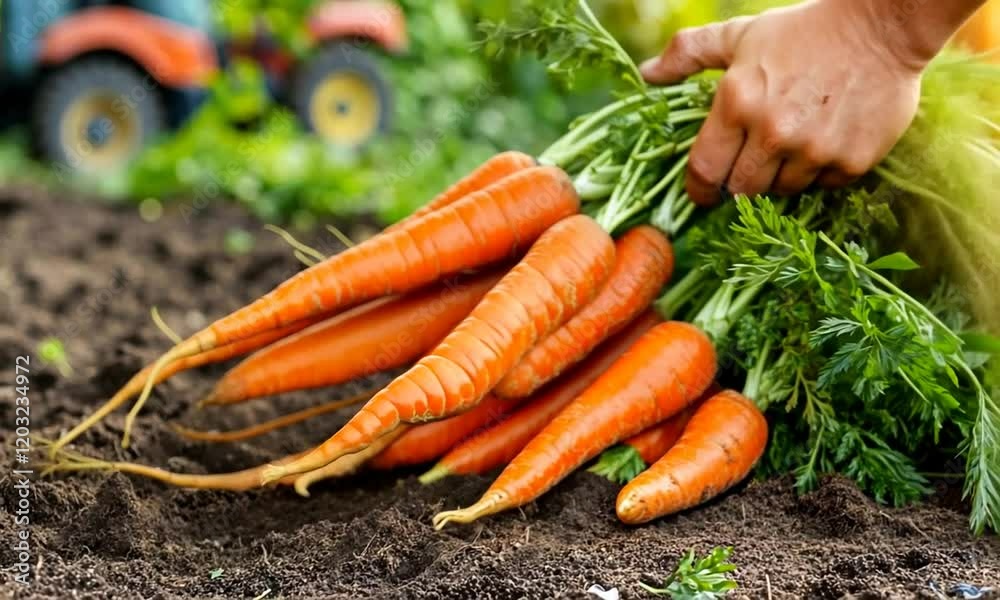 Freshly Harvested Carrots in a Farm Field Freshly Harvested Carrots in a Farm Field