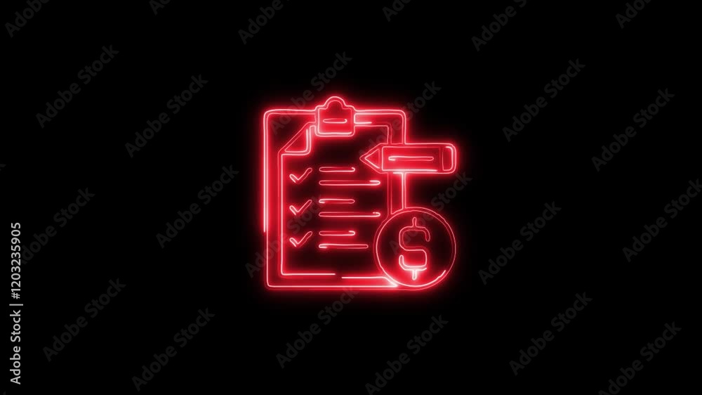 Glowing neon Accounting Budgeting icon isolated on black background. HD Video motion graphic animation Glowing neon Accounting Budgeting icon isolated on black background. HD Video motion graphic animation