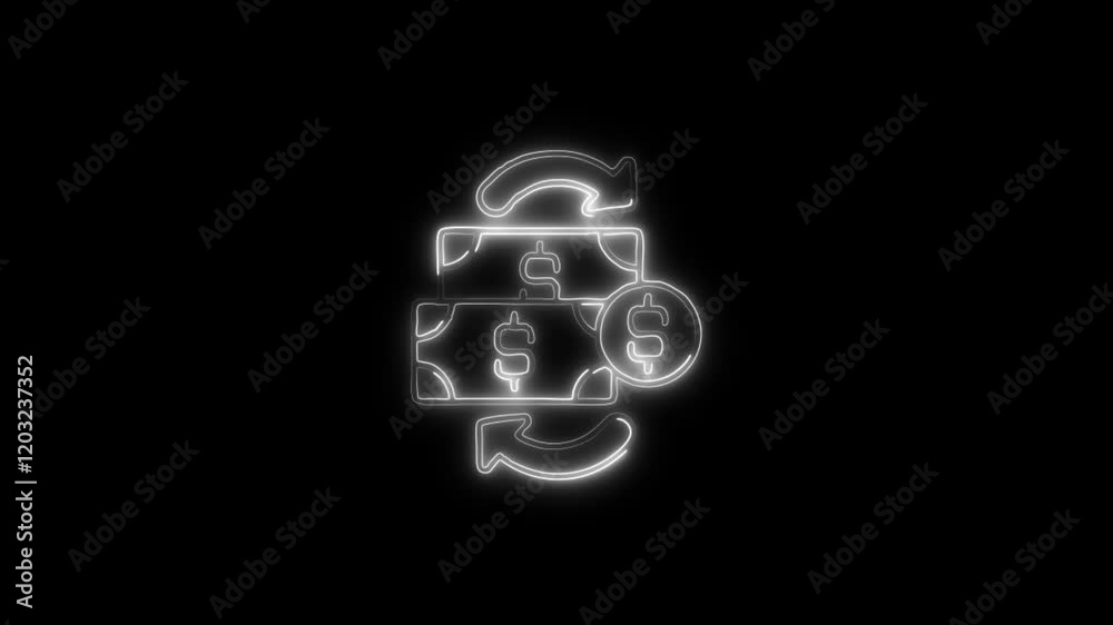 Glowing neon Accounting Transactions icon isolated on black background. HD Video motion graphic animation Glowing neon Accounting Transactions icon isolated on black background. HD Video motion graphic animation