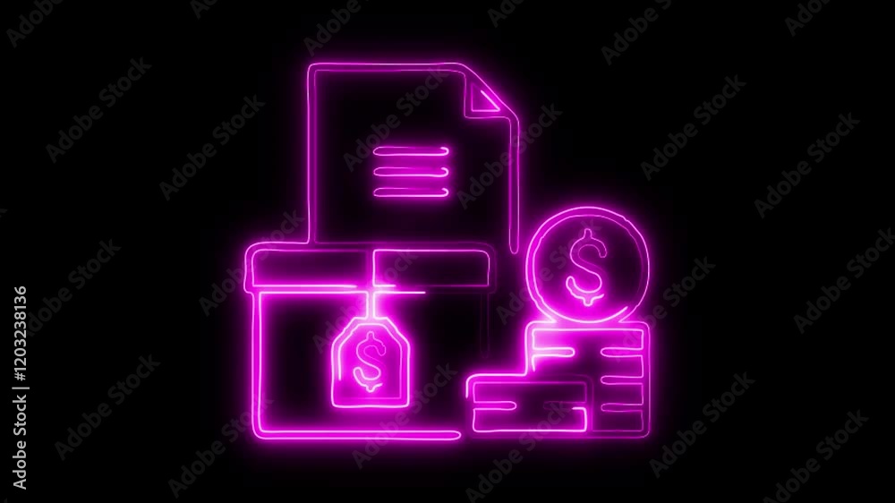 Glowing neon Balance icon isolated on black background. HD Video motion graphic animation Glowing neon Balance icon isolated on black background. HD Video motion graphic animation
