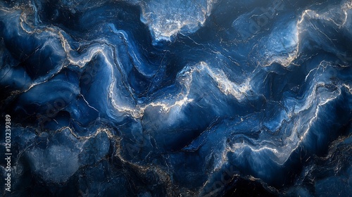 Wallpaper Mural Dark blue marble texture with intricate silver veins forming a liquid wave pattern The stone has a luxurious fluid design perfect for modern interior concepts and elegant architectural details Torontodigital.ca