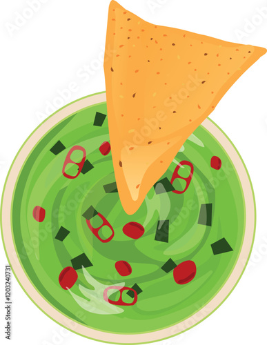 Tortilla Chips with Guacamole Dips. Nachos Illustration