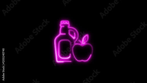 Glowing neon Cider  icon isolated on black background. HD Video motion graphic animation photo