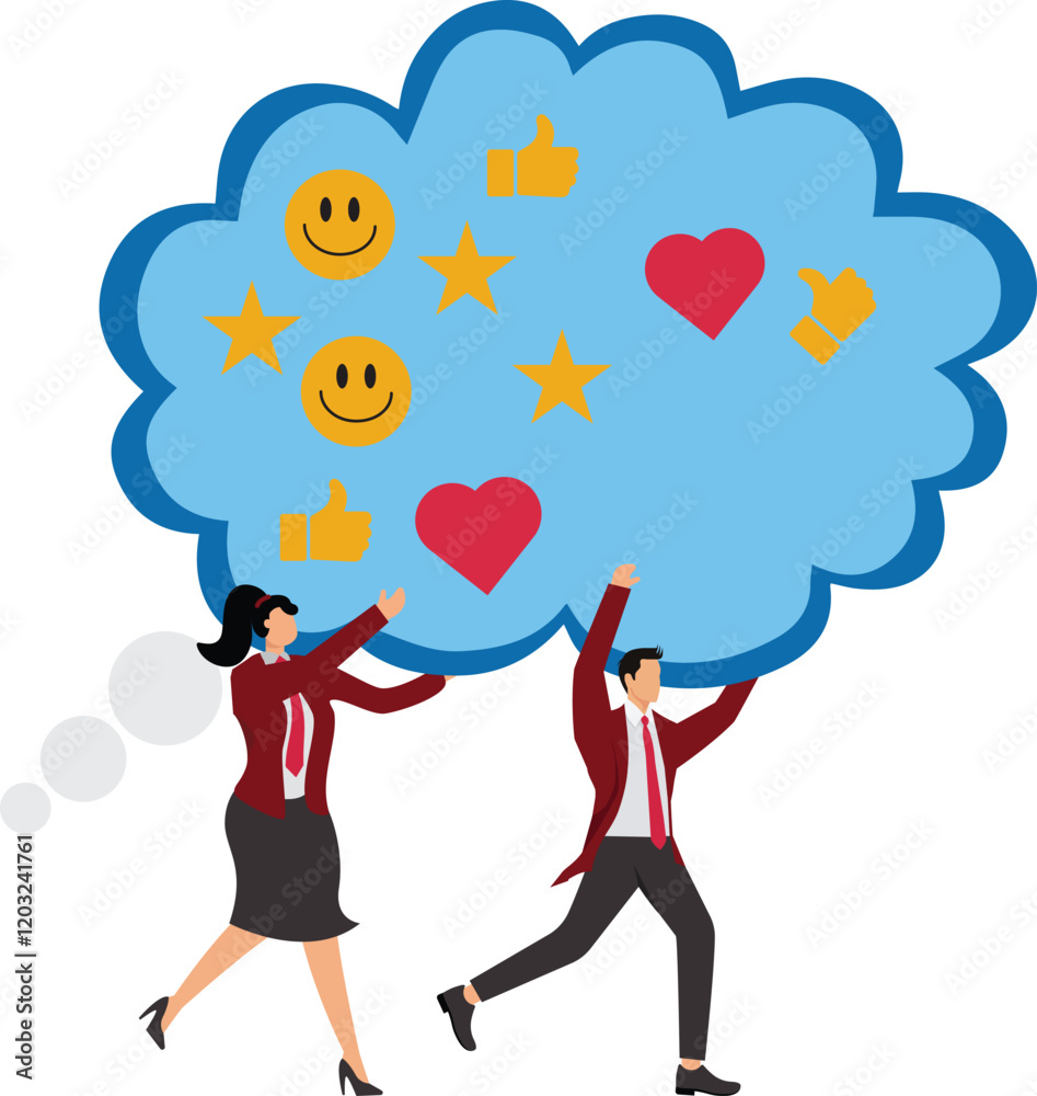 Customer feedback user experience or client satisfaction opinion for product and services review rating or evaluation concept young adult people giving emoticon feedback such as stars thumbs up Customer feedback user experience or client satisfaction opinion for product and services review rating or evaluation concept young adult people giving emoticon feedback such as stars thumbs up