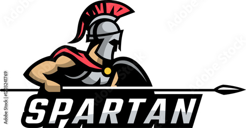 Spartan warrior in armor and with a spear.