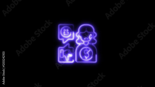 Glowing neon Cyberbullying  icon isolated on black background. HD Video motion graphic animation photo