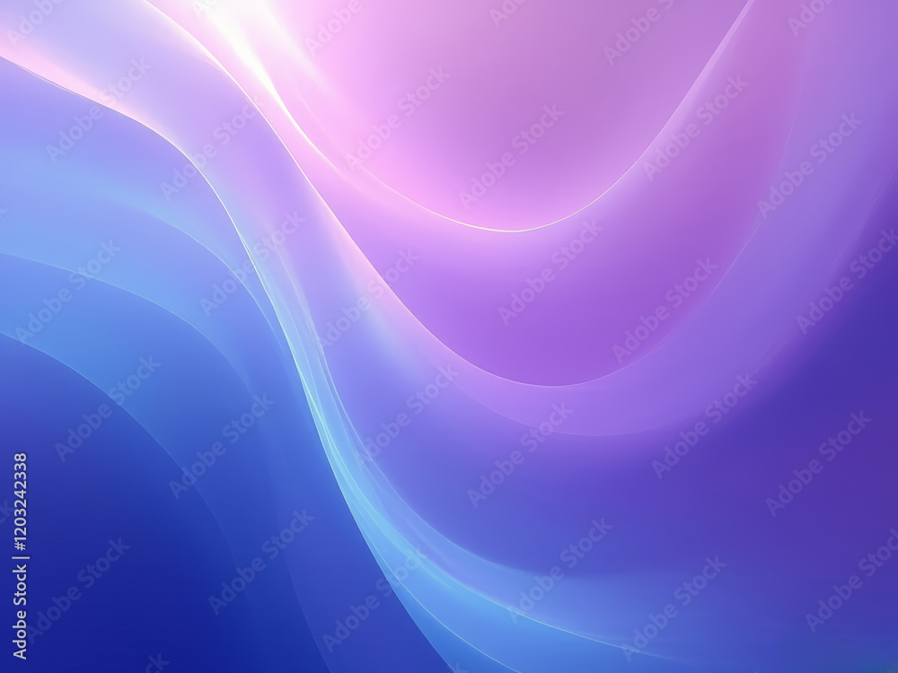 Develop a tranquil abstract background with harmonic glowing waves in muted blue and lavender tones. Develop a tranquil abstract background with harmonic glowing waves in muted blue and lavender tones.