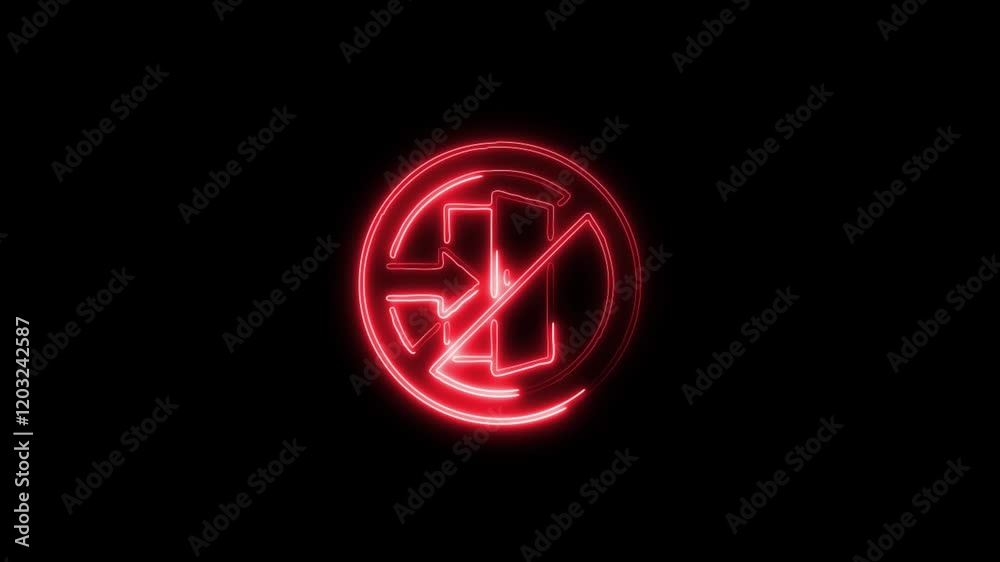 Glowing neon Do Not Enter icon isolated on black background. HD Video motion graphic animation Glowing neon Do Not Enter icon isolated on black background. HD Video motion graphic animation