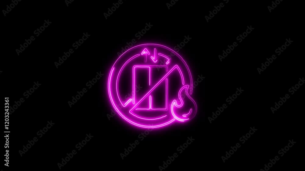 Glowing neon Elevator icon isolated on black background. HD Video motion graphic animation Glowing neon Elevator icon isolated on black background. HD Video motion graphic animation